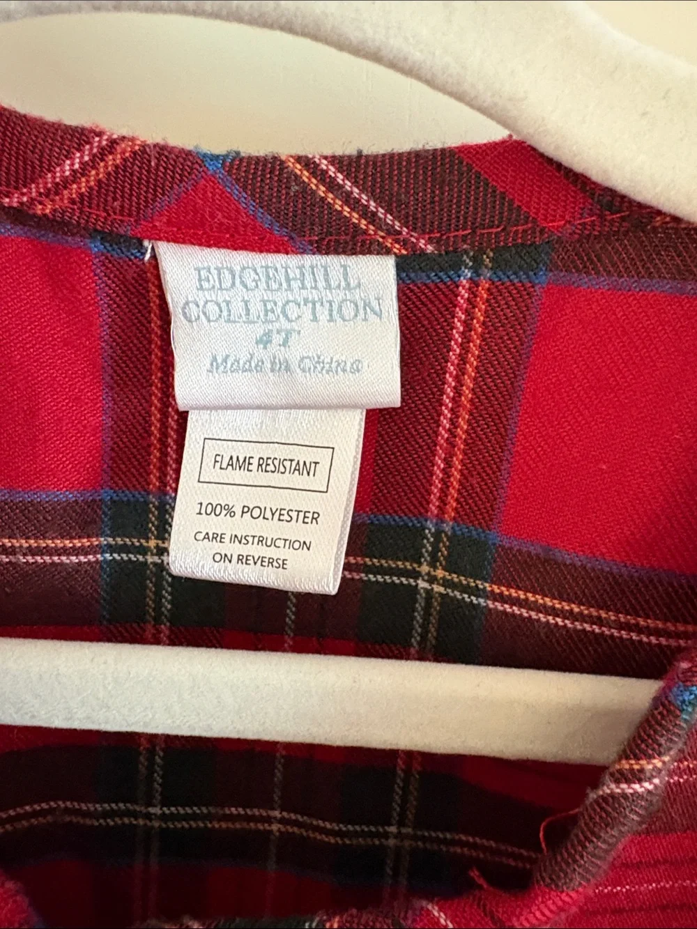 Edgehill Collection Red Plaid Nightgown with Green Accents
